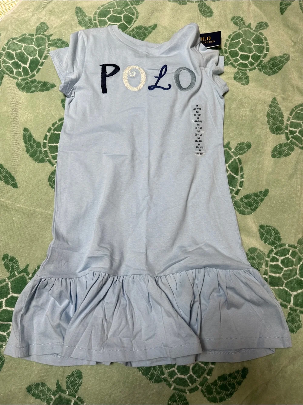 Polo by Ralph Lauren Light Blue Ruffle Hem Kids Dress